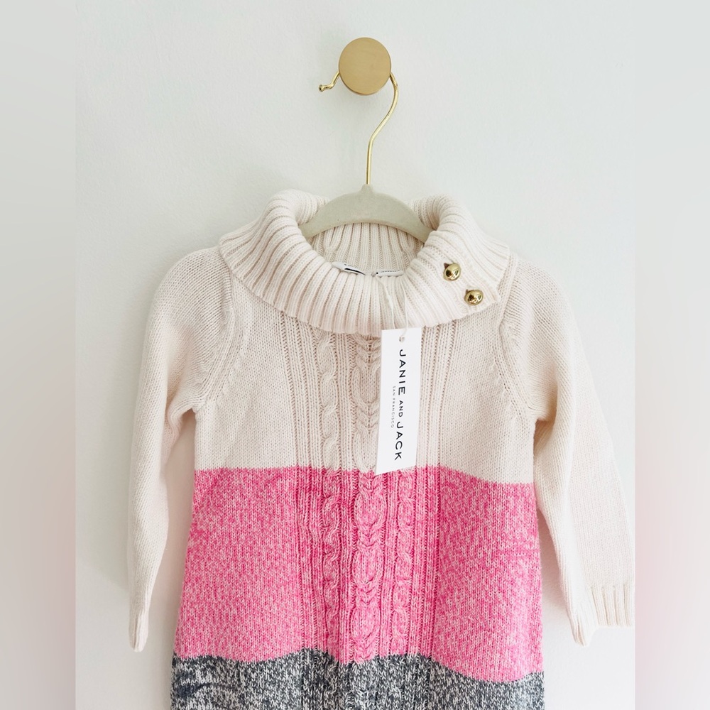 (NWT) Janie and Jack Color Block Sweater Dress / Baby Girl 12 - 18 Months - Picture 3 of 5